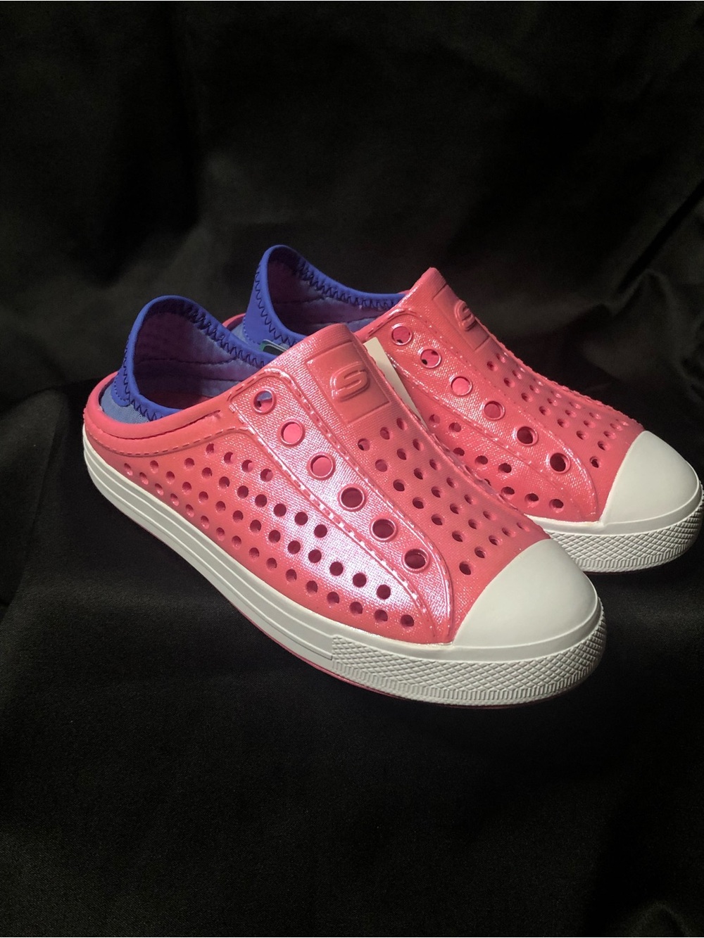 Skechers Kids Pink Slip-On Perforated Water Shoes with Purple Lining